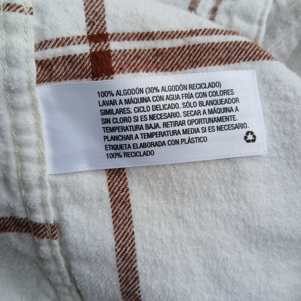 Universal Thread Cream & Brown Plaid Flannel Button-up Shirt XXL relaxed fit - Picture 9 of 14
